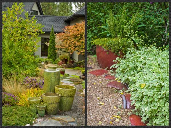 pottery color in the garden